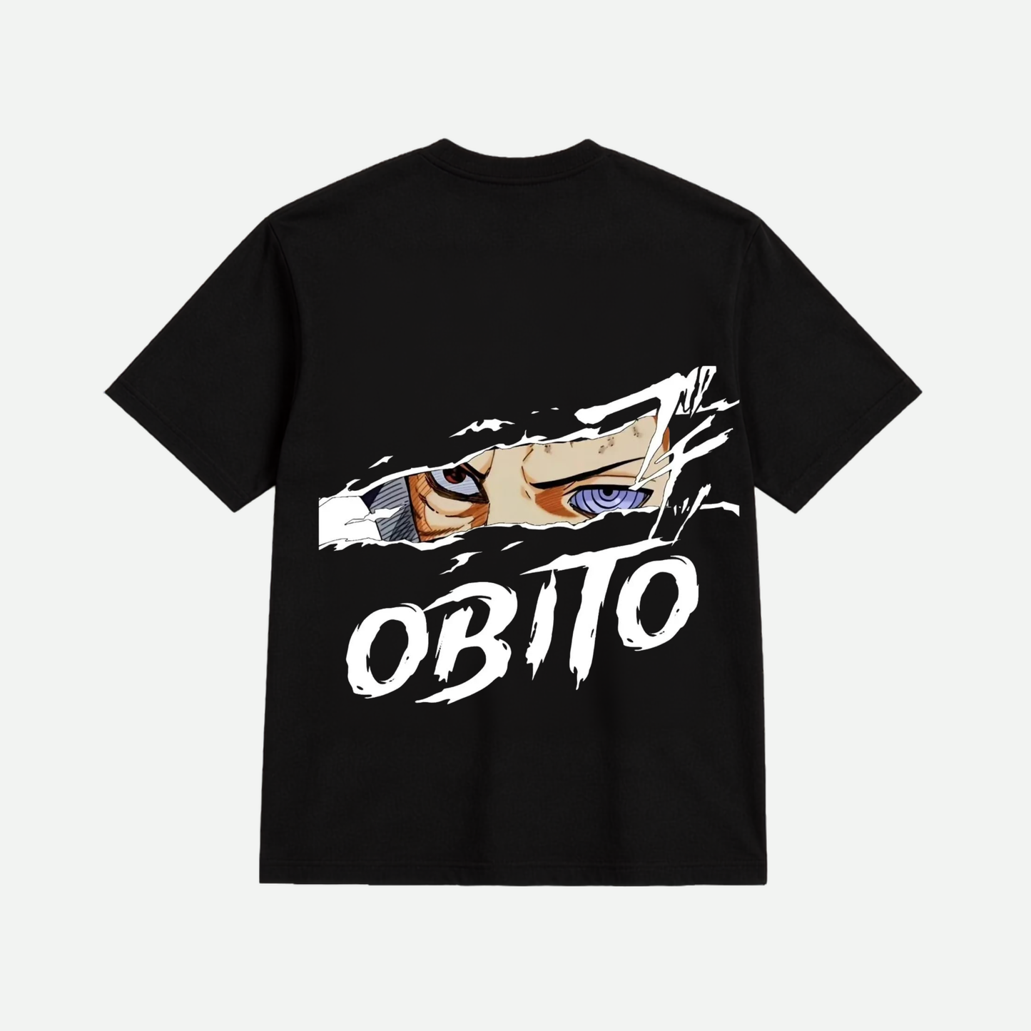 Obito Uchiha Rinnegan Anime Graphic Oversized T-Shirt for Men | Naruto Back Print | Premium Cotton Black Tee