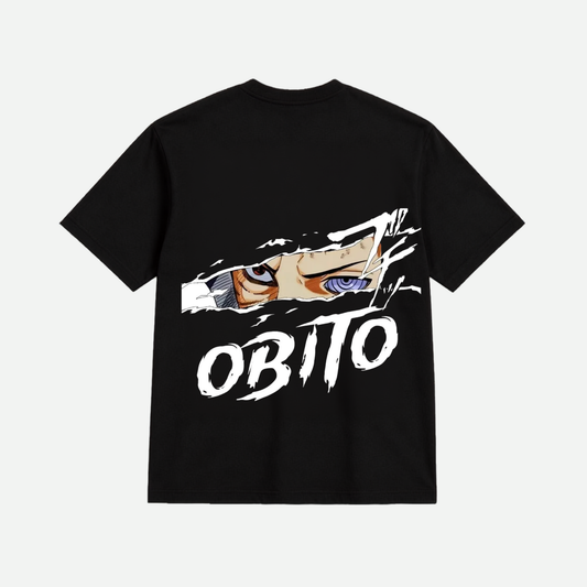 Obito Uchiha Rinnegan Anime Graphic Oversized T-Shirt for Men | Naruto Back Print | Premium Cotton Black Tee
