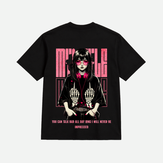 Aesthetic Anime Girl Graphic Oversized T-Shirt | Premium Cotton | Unisex Black Tee