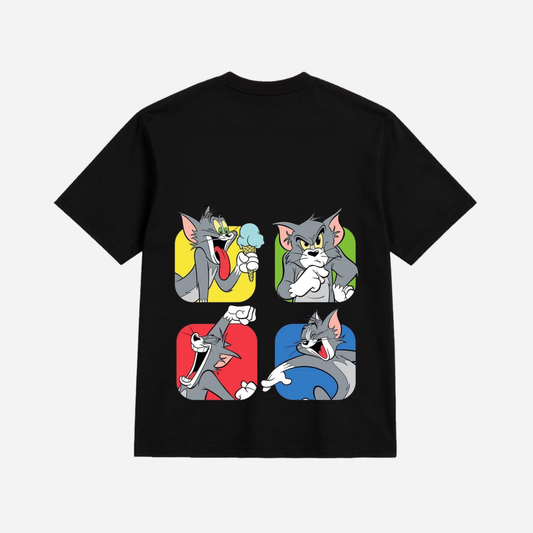 Tom & Jerry Classic Cartoon Graphic Oversized T-Shirt | Unisex Anime Cotton Tee