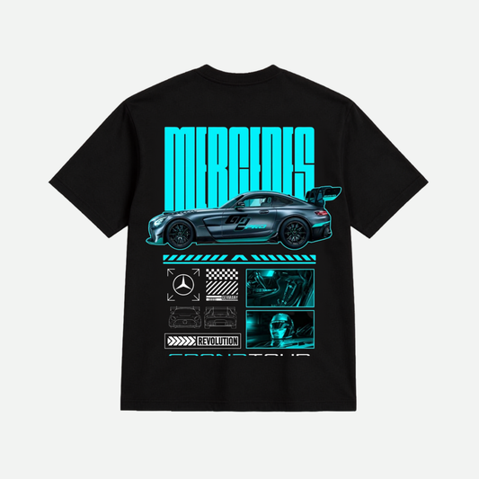 Mercedes AMG GT Pro Graphic Oversized T-Shirt for Men & Women | Premium Cotton Sports Car Unisex Black Tee