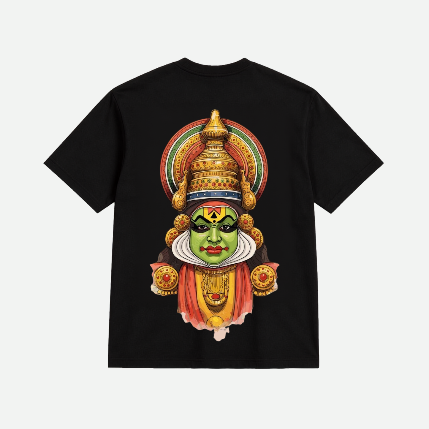 Kerala Kathakali Face Oversized T-Shirt | Traditional Cultural Graphic Print | Premium Cotton Unisex Tee