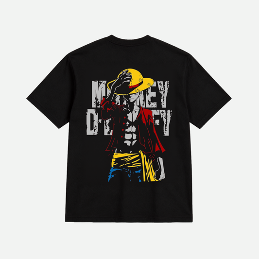 Monkey D. Luffy One Piece Graphic Oversized T-Shirt for Men & Women | Premium Cotton Anime Unisex Black Tee